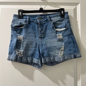 Amazon Blue Distressed Jean Shorts